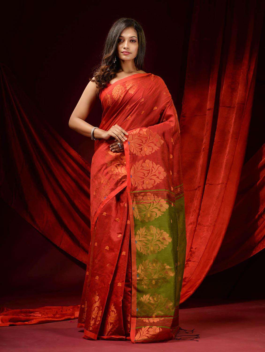 women self design bomkai saree with blouse