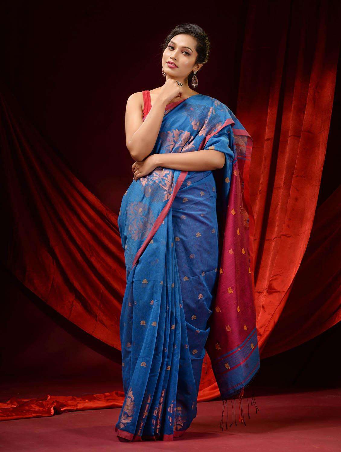 women self design bomkai saree with blouse