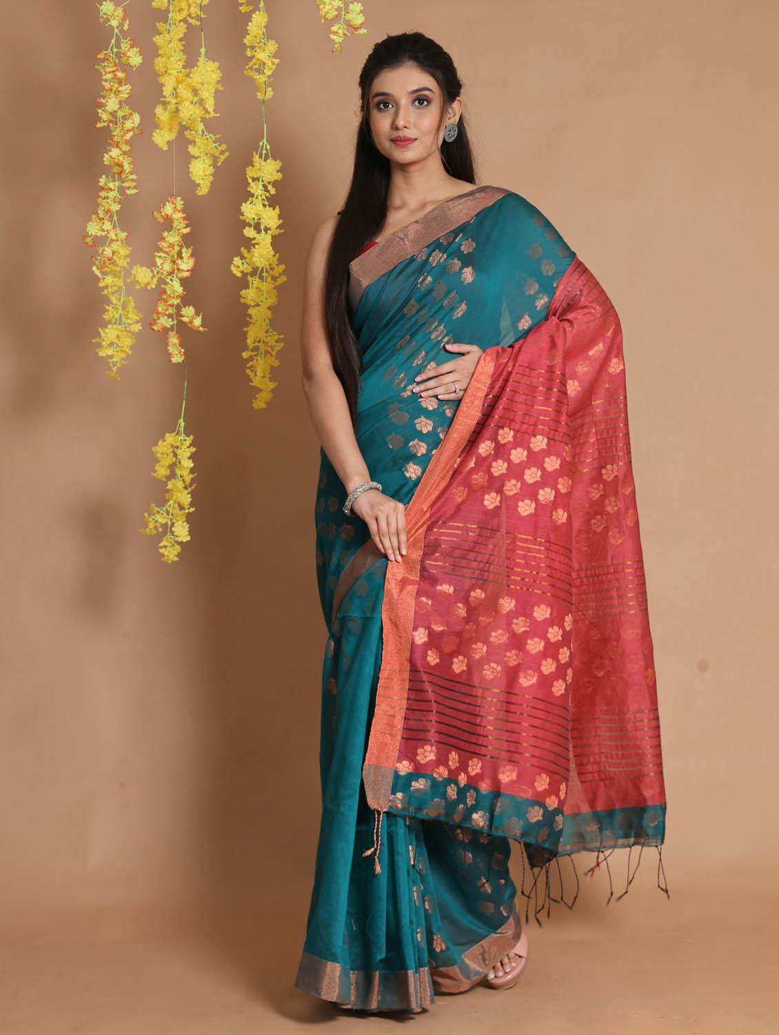 women self design bomkai saree with blouse