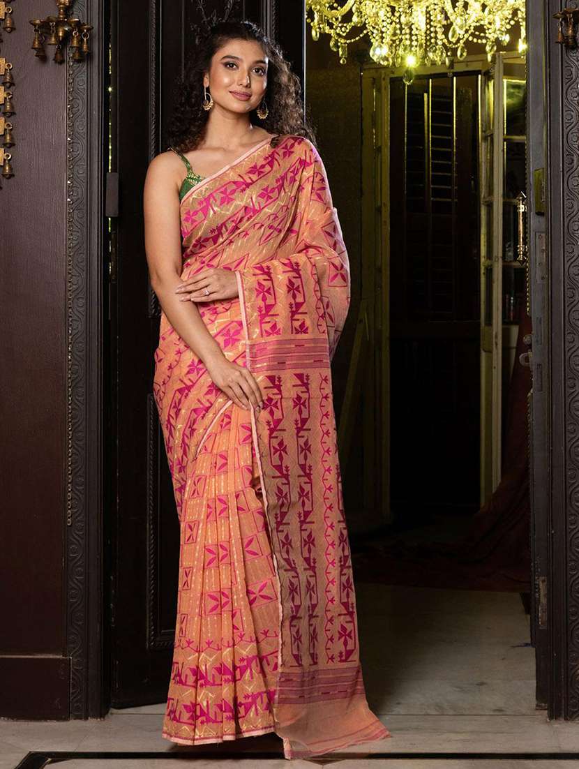 women self design jamdani saree with blouse