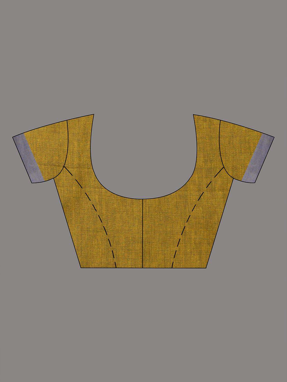 women solid with bordered handloom saree with blouse - 22046137 -  Standard Image - 3