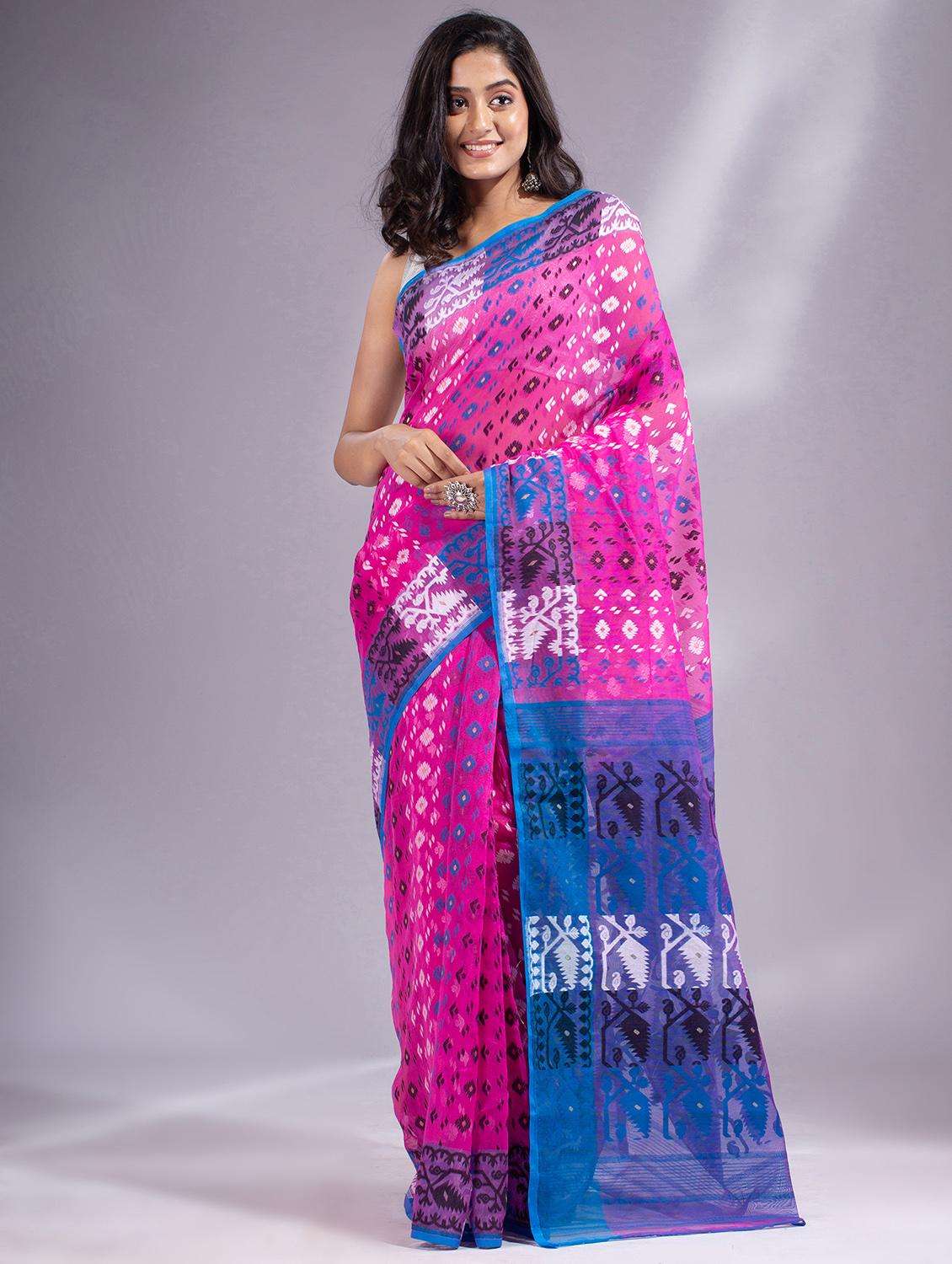 women self design jamdani saree with blouse