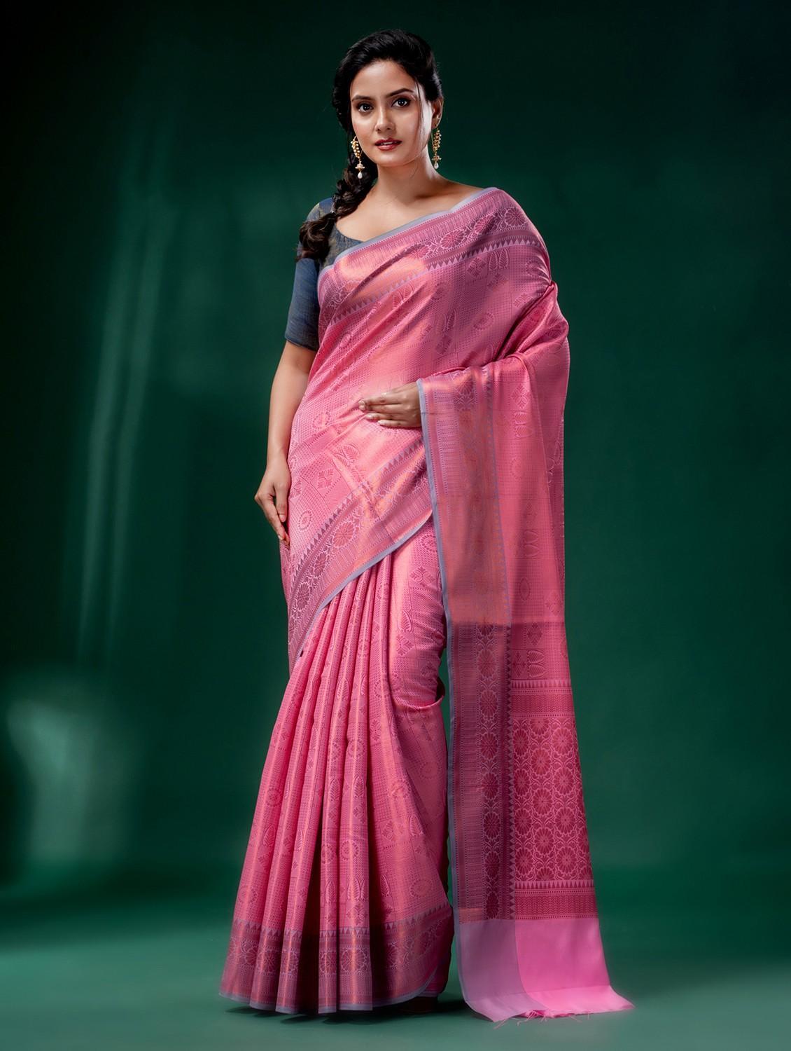 women self design kanjivaram saree with blouse - 22046198 - Standard Image - 3