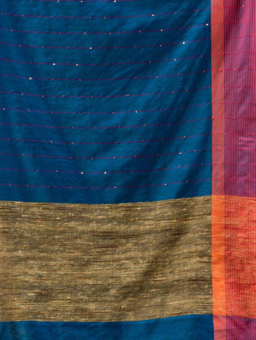 women solid with work bordered saree with blouse - 22046238 -  Standard Image - 3