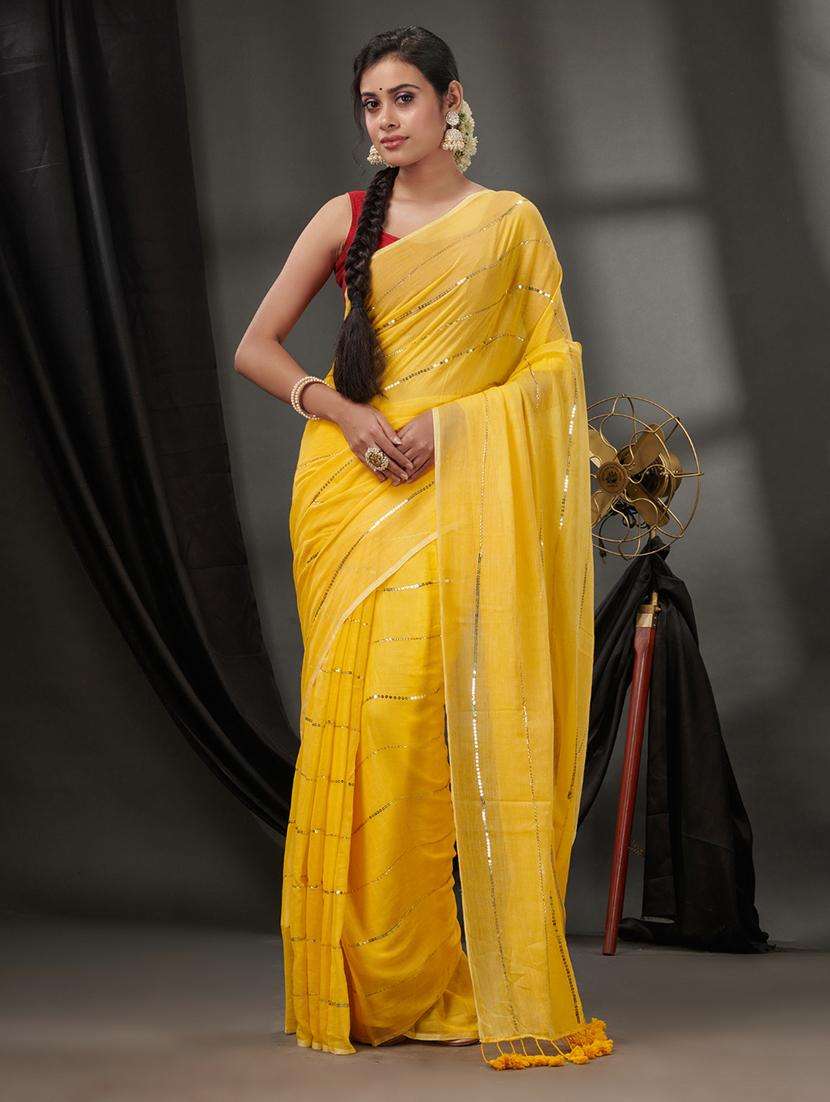 women solid with work embellished saree - 22046251 -  Zoom Image - 0