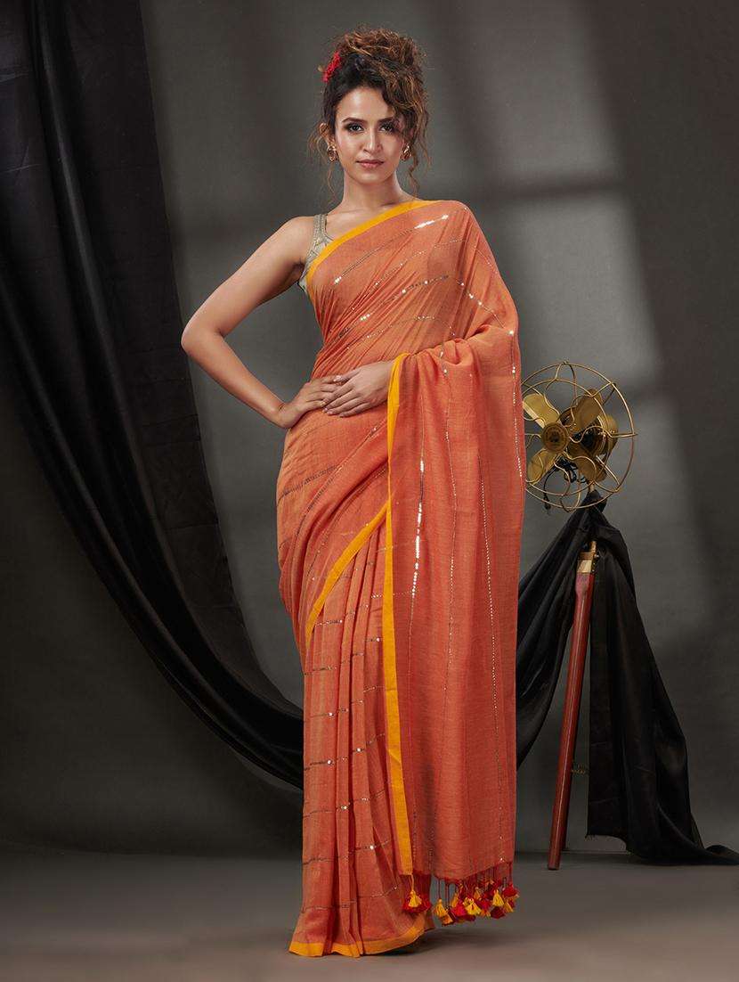 women solid with work embellished saree - 22046252 -  Zoom Image - 0