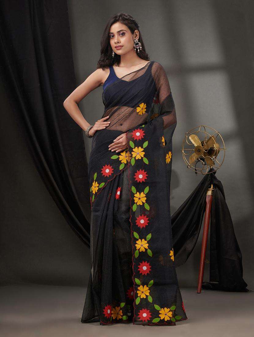 women solid with work kota doria saree