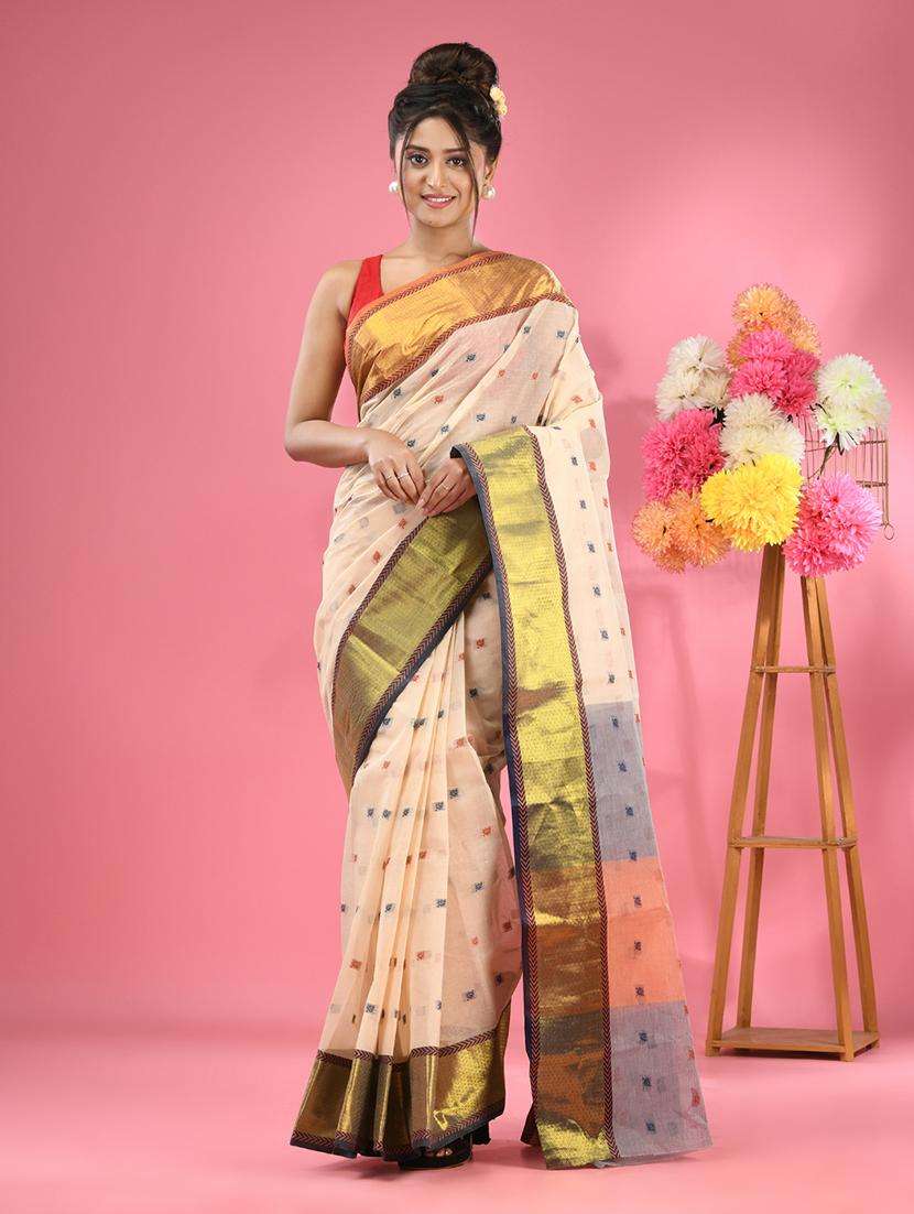 women self design tant saree
