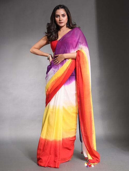 women tie & dye printed saree - 22046386 - Standard Image - 0