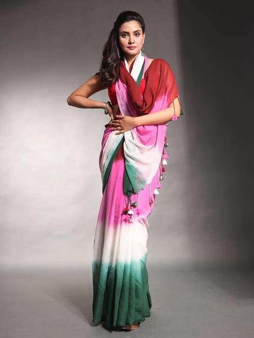 women tie & dye printed saree - 22046387 - Standard Image - 0