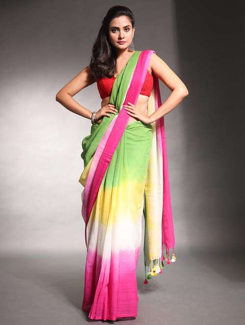 women tie & dye printed saree - 22046388 - Standard Image - 0
