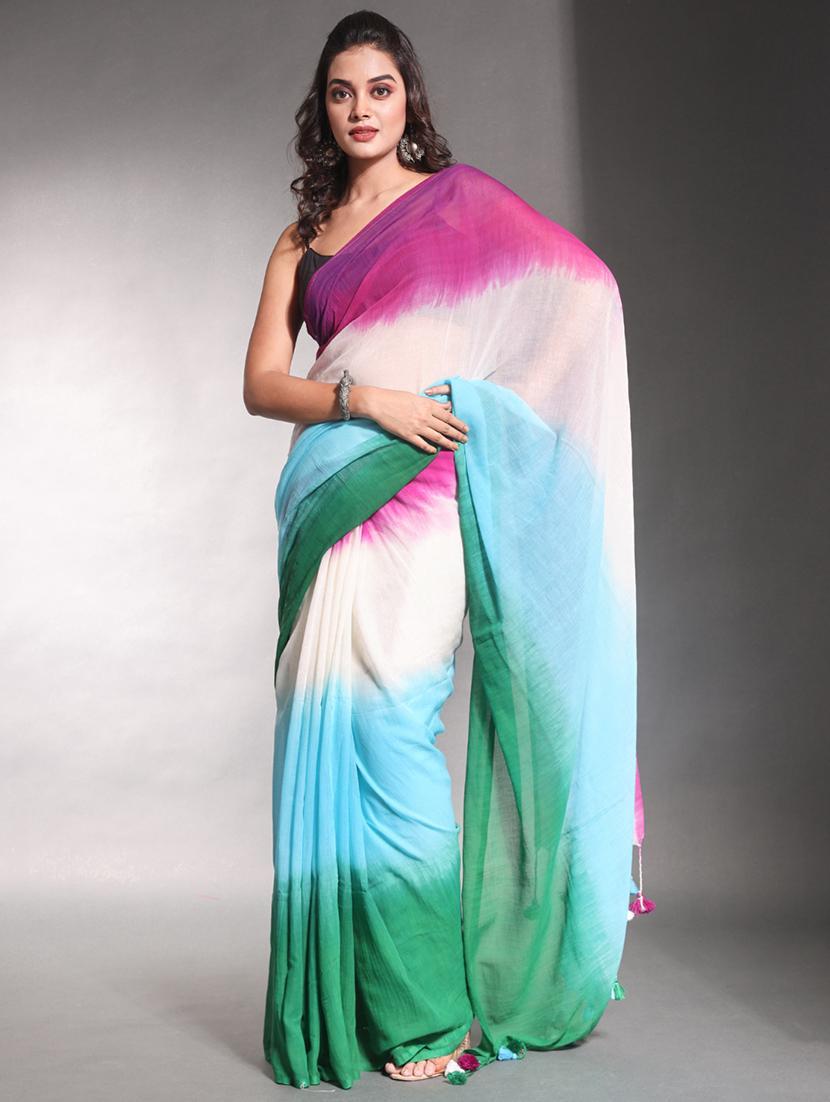 women tie & dye printed saree - 22046389 -  Zoom Image - 0