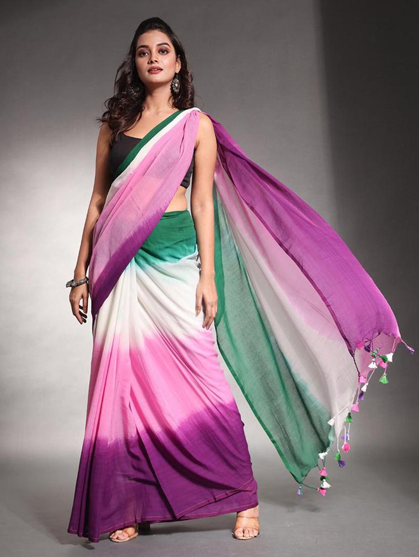 women tie & dye printed saree - 22046390 - Zoom Image - 0