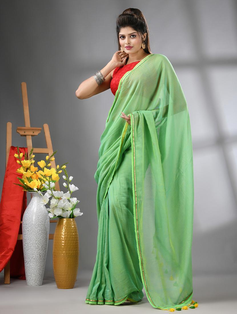 women solid handloom saree - 22046401 - Zoom Image - 0
