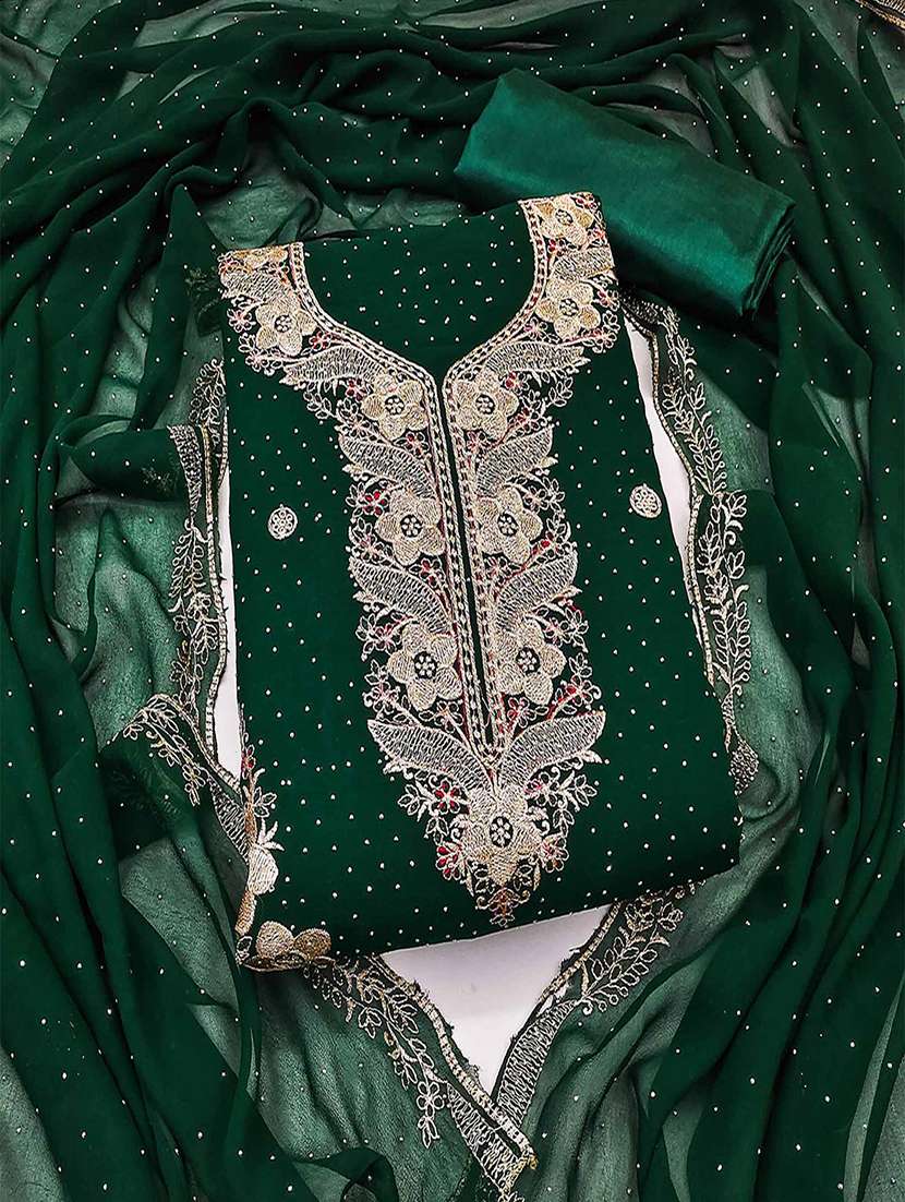 women solid with work embroidered unstitched suit set