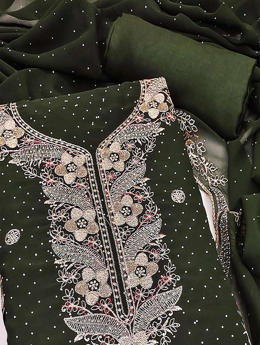 women solid with work embroidered unstitched suit set - 22047823 -  Standard Image - 3