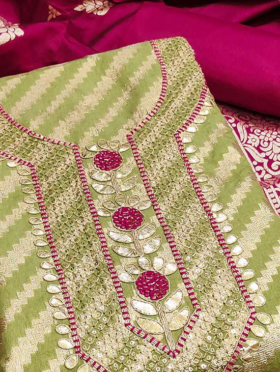 women self design embroidered unstitched suit set - 22047826 -  Standard Image - 3