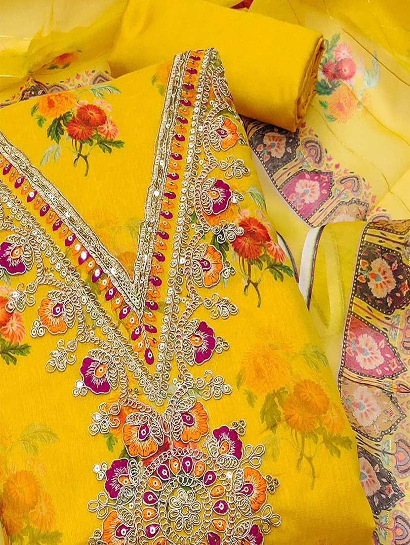 women floral embroidered unstitched suit set - 22047833 - Standard Image - 3