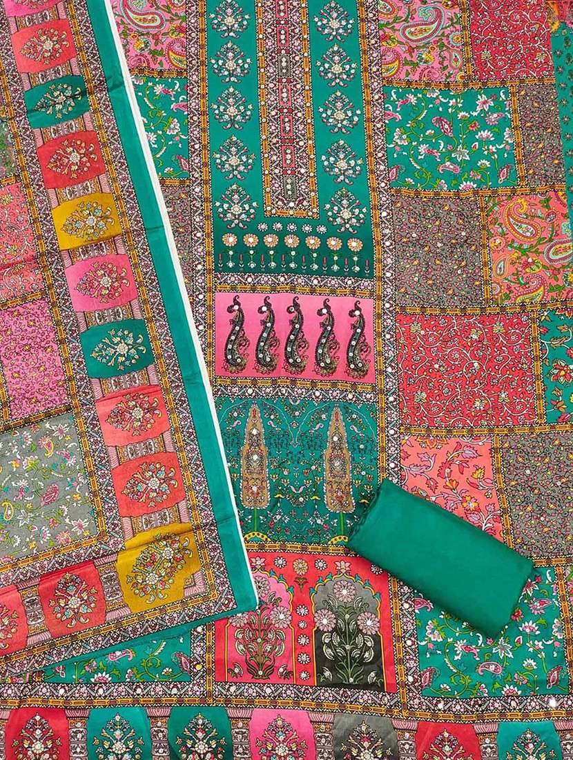 women printed embellished unstitched suit set - 22047837 -  Standard Image - 3