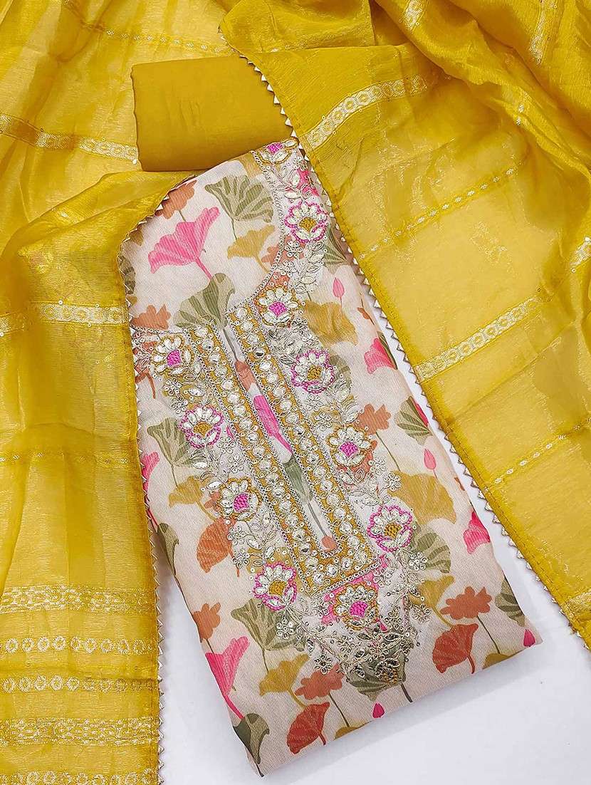 women floral embroidered unstitched suit set - 22047838 -  Standard Image - 3