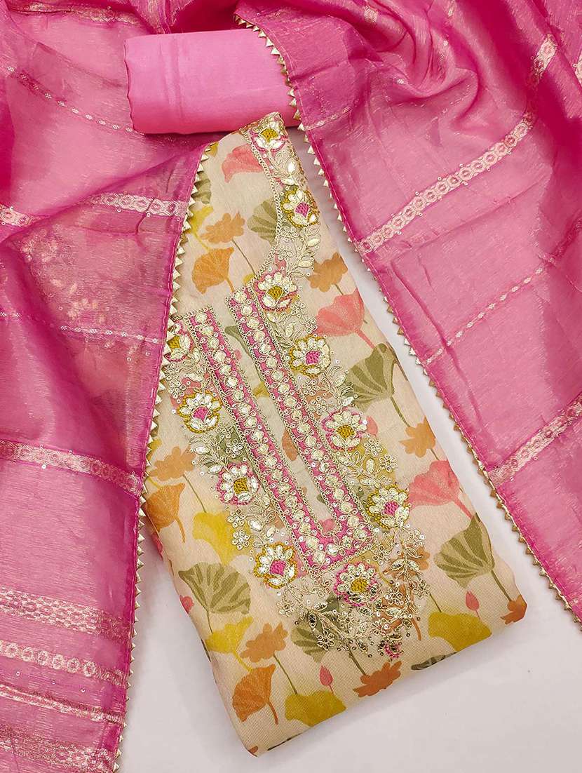 women floral embroidered unstitched suit set - 22047839 -  Standard Image - 3