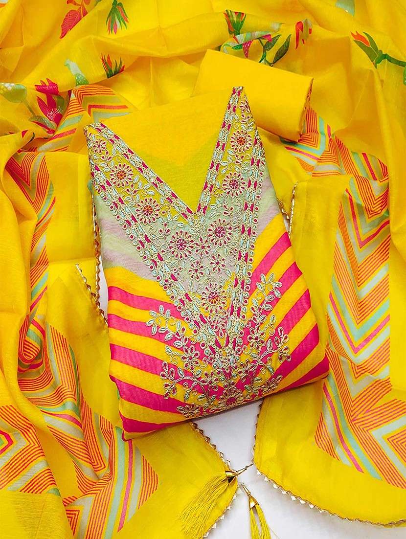women printed embroidered unstitched suit set - 22047840 - Zoom Image - 0