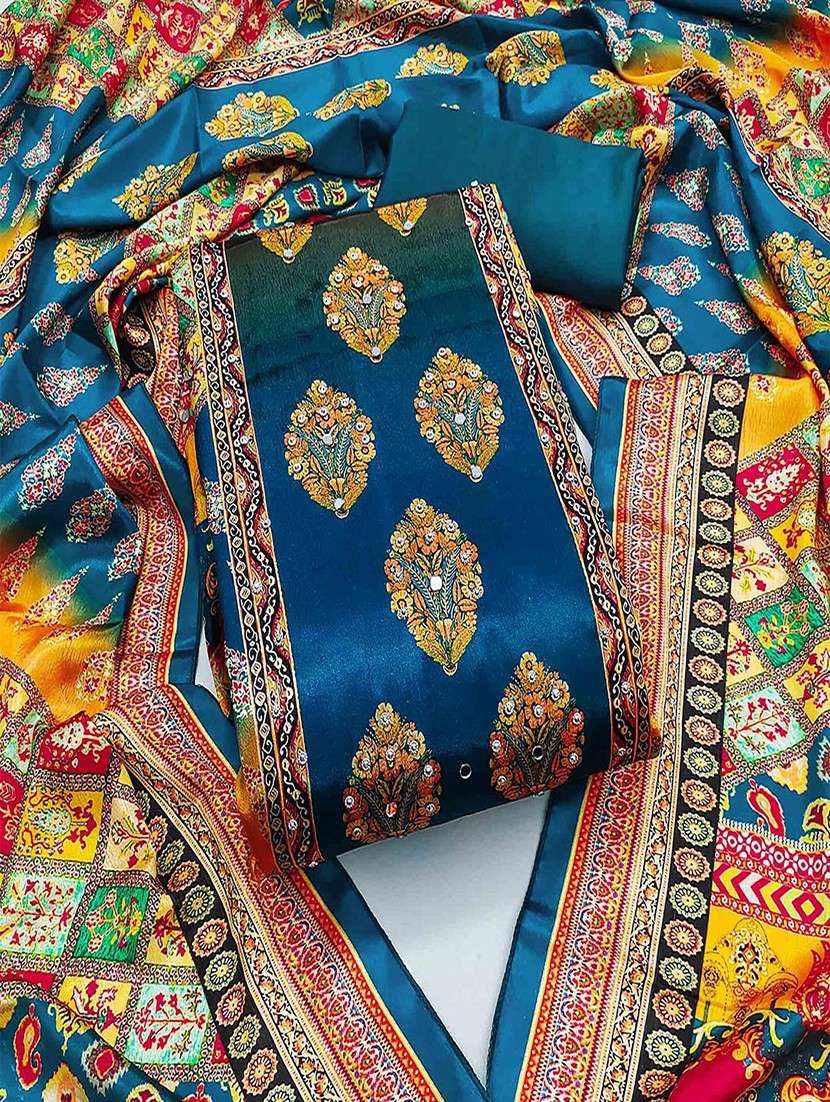 women printed embellished unstitched suit set