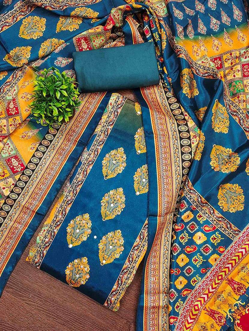 women printed embellished unstitched suit set - 22047842 -  Standard Image - 3