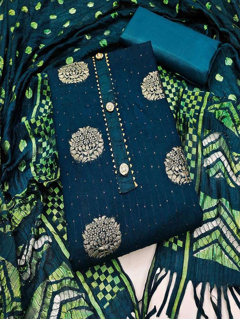 women self design embellished unstitched suit set