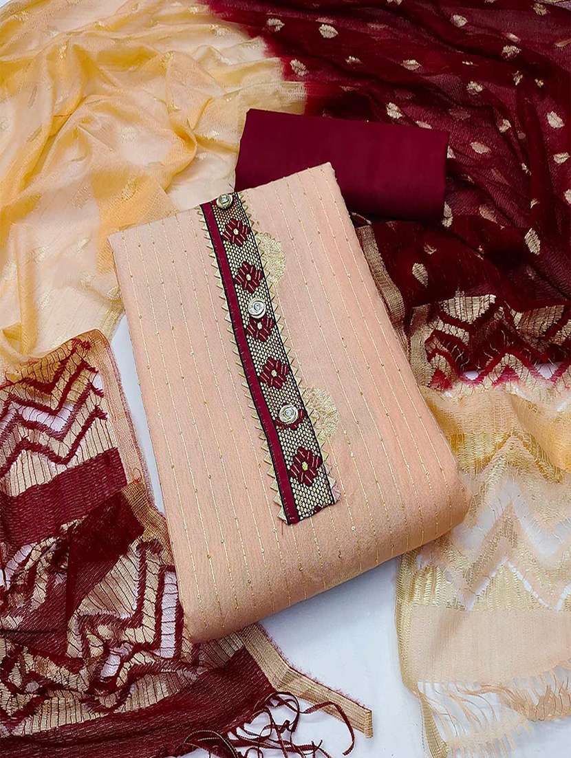 women self design embellished unstitched suit set - 22047851 -  Zoom Image - 0