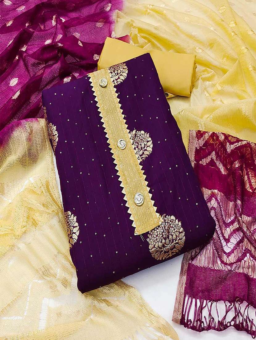 women self design embellished unstitched suit set - 22047853 - Zoom Image - 0