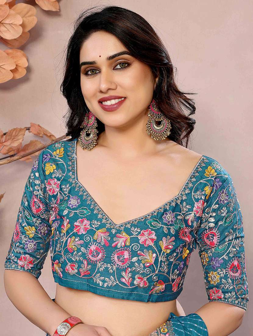 women leheriya printed bordered saree with blouse - 22047941 -  Standard Image - 5