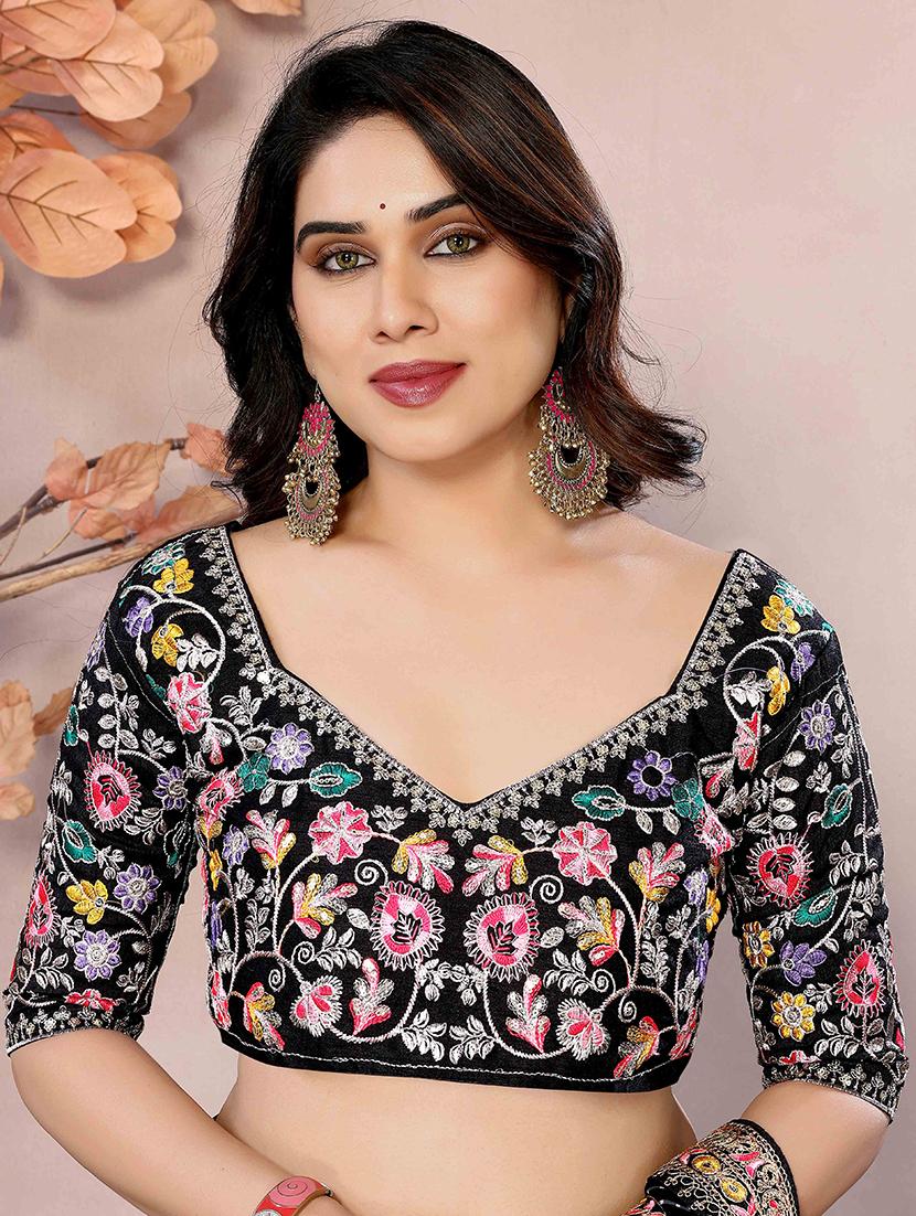 women leheriya printed bordered saree with blouse - 22047943 - Standard Image - 5