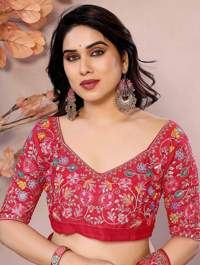 women leheriya printed bordered saree with blouse - 22047944 - Standard Image - 5