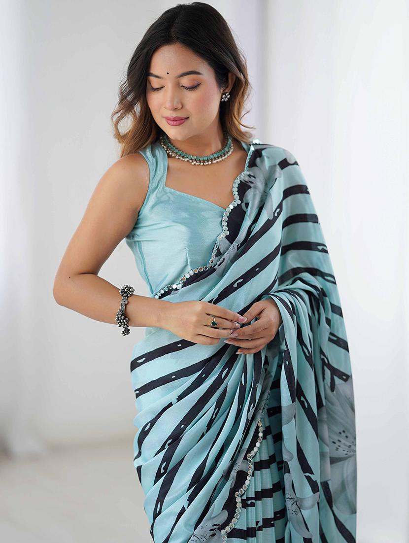 women printed casual wear saree with blouse - 22047980 - Standard Image - 3