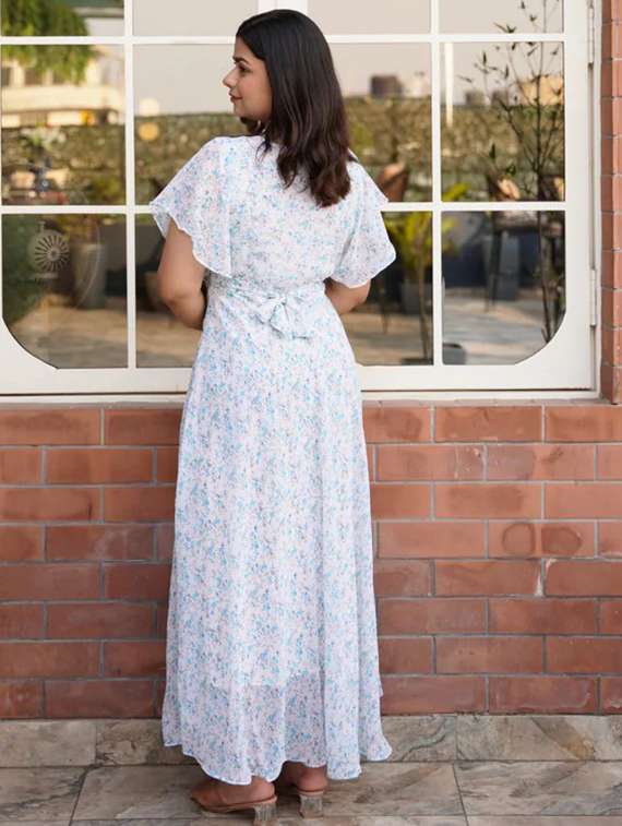 women floral print flared sleeve fit & flare dress - 22048030 - Standard Image - 3