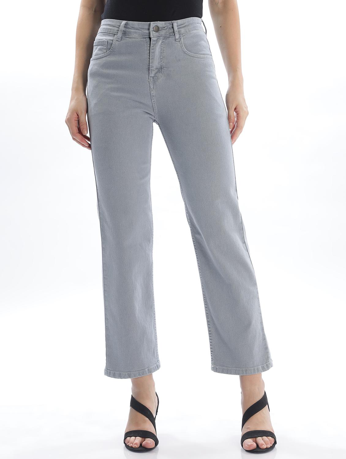 women solid high rise staright fit jeans   - 22048042 -  Zoom Image - 0
