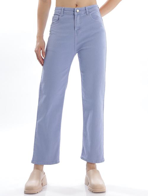 women solid high rise staright fit jeans - 22048047 - Standard Image - 0