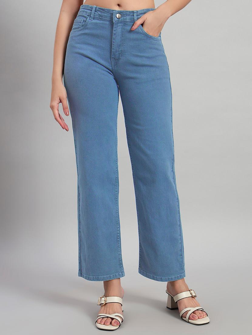 women solid high rise staright fit jeans - 22048053 - Zoom Image - 0