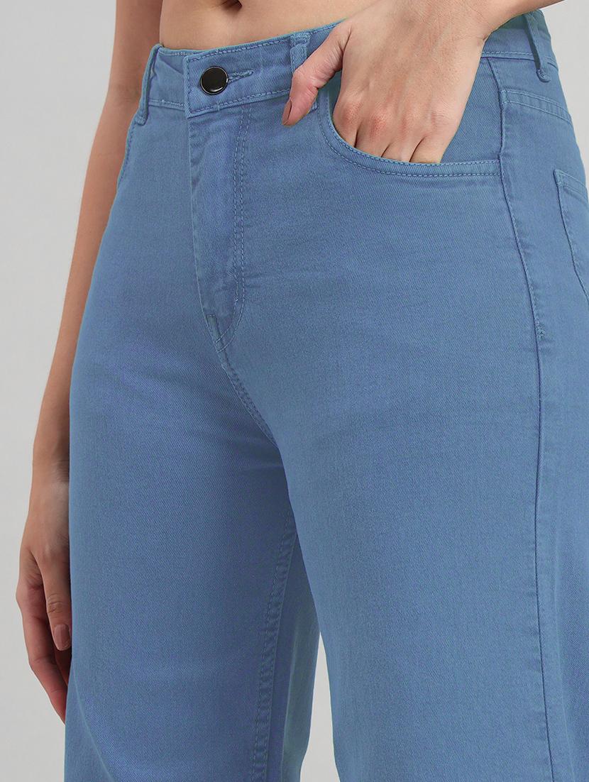 women solid high rise staright fit jeans - 22048053 - Standard Image - 5