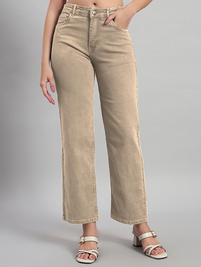 women solid high rise staright fit jeans - 22048055 - Zoom Image - 0