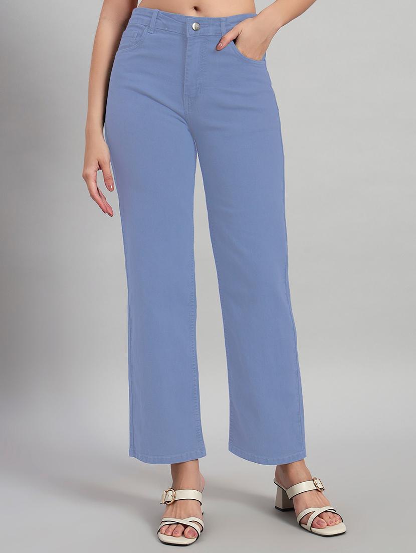 women solid high rise staright fit jeans - 22048057 - Zoom Image - 0