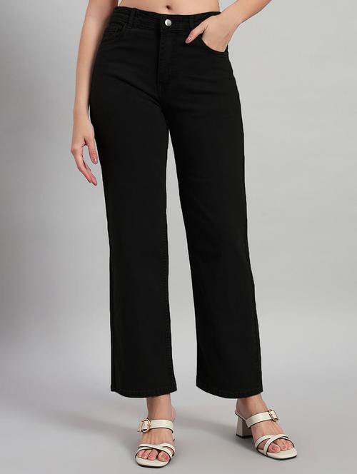 women solid high rise staright fit jeans   - 22048059 -  Standard Image - 0