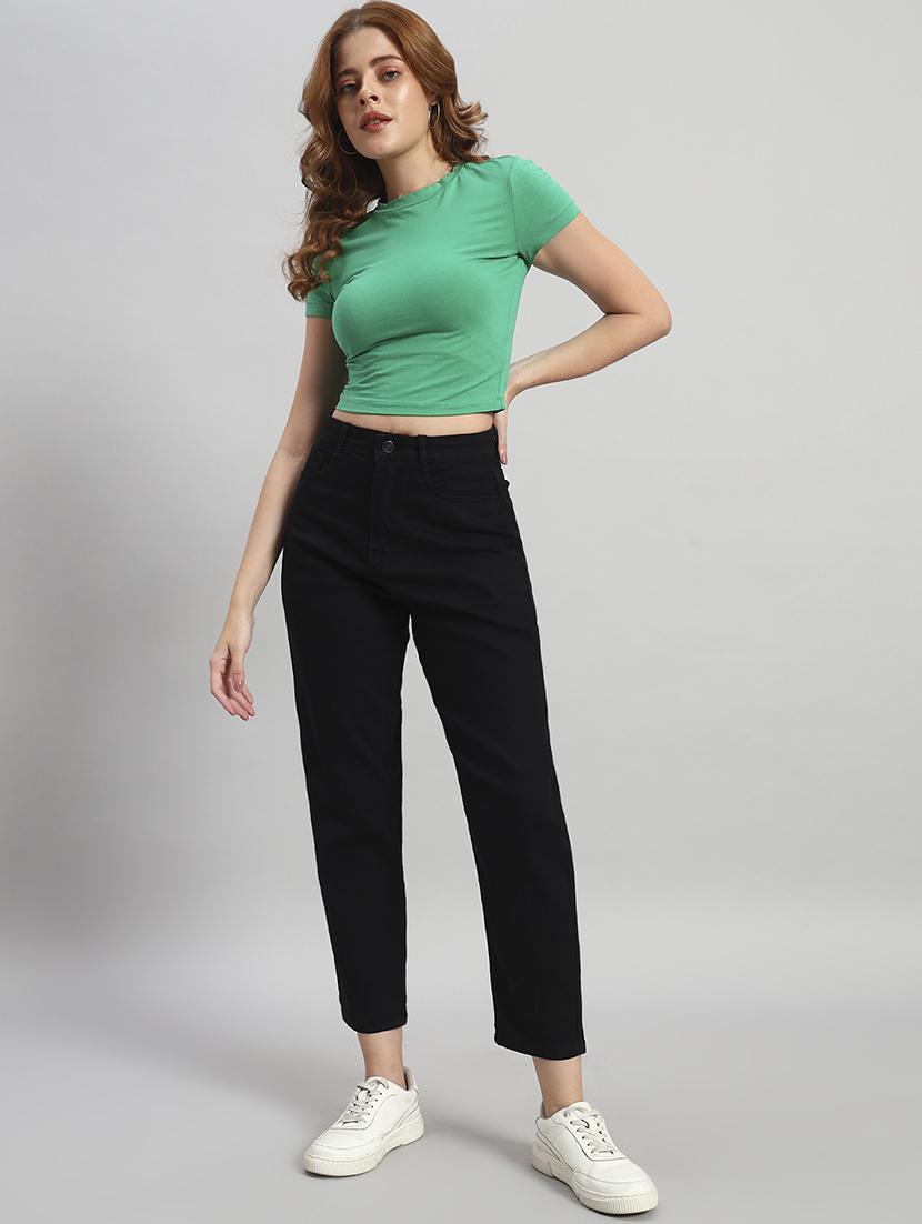 women solid high rise mom fit jeans - 22048067 - Standard Image - 5