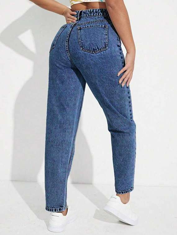 women washed high rise mom fit jeans - 22048070 - Standard Image - 3