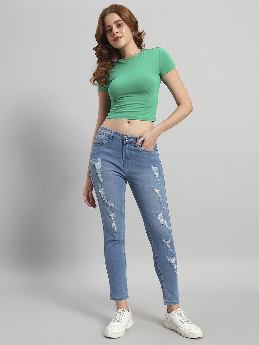 women distressed high rise slim fit jeans - 22048072 - Standard Image - 5