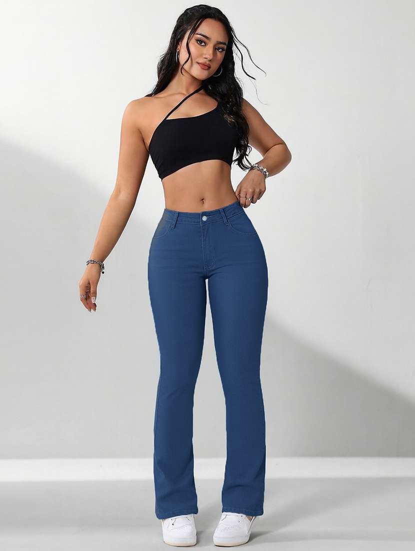women solid mid rise bootcut jean - 22048078 - Standard Image - 5