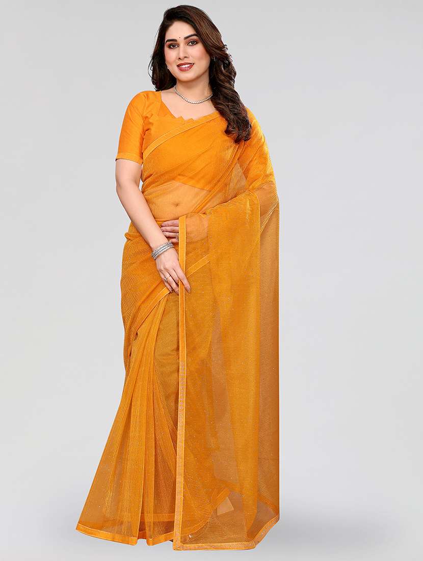 women solid with work embellished saree with blouse - 22048117 - Zoom Image - 0