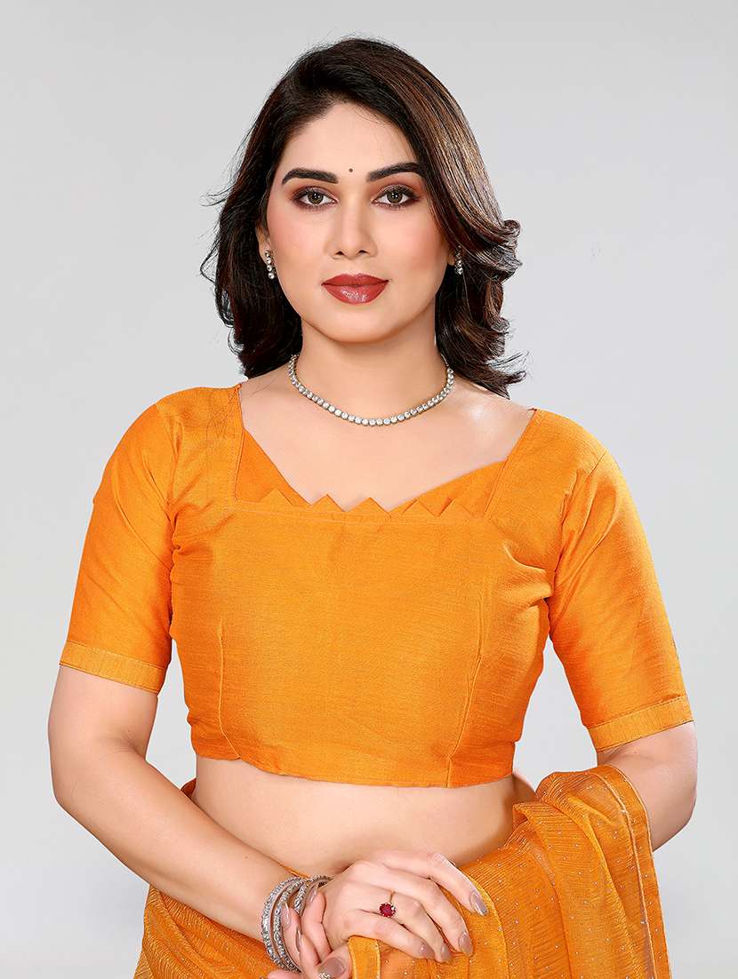 women solid with work embellished saree with blouse - 22048117 - Standard Image - 3