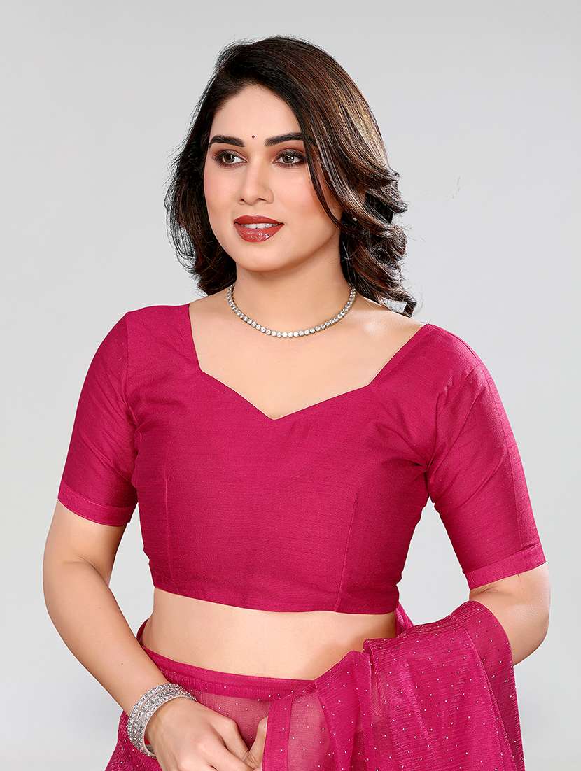 women solid with work embellished saree with blouse - 22048123 -  Standard Image - 3